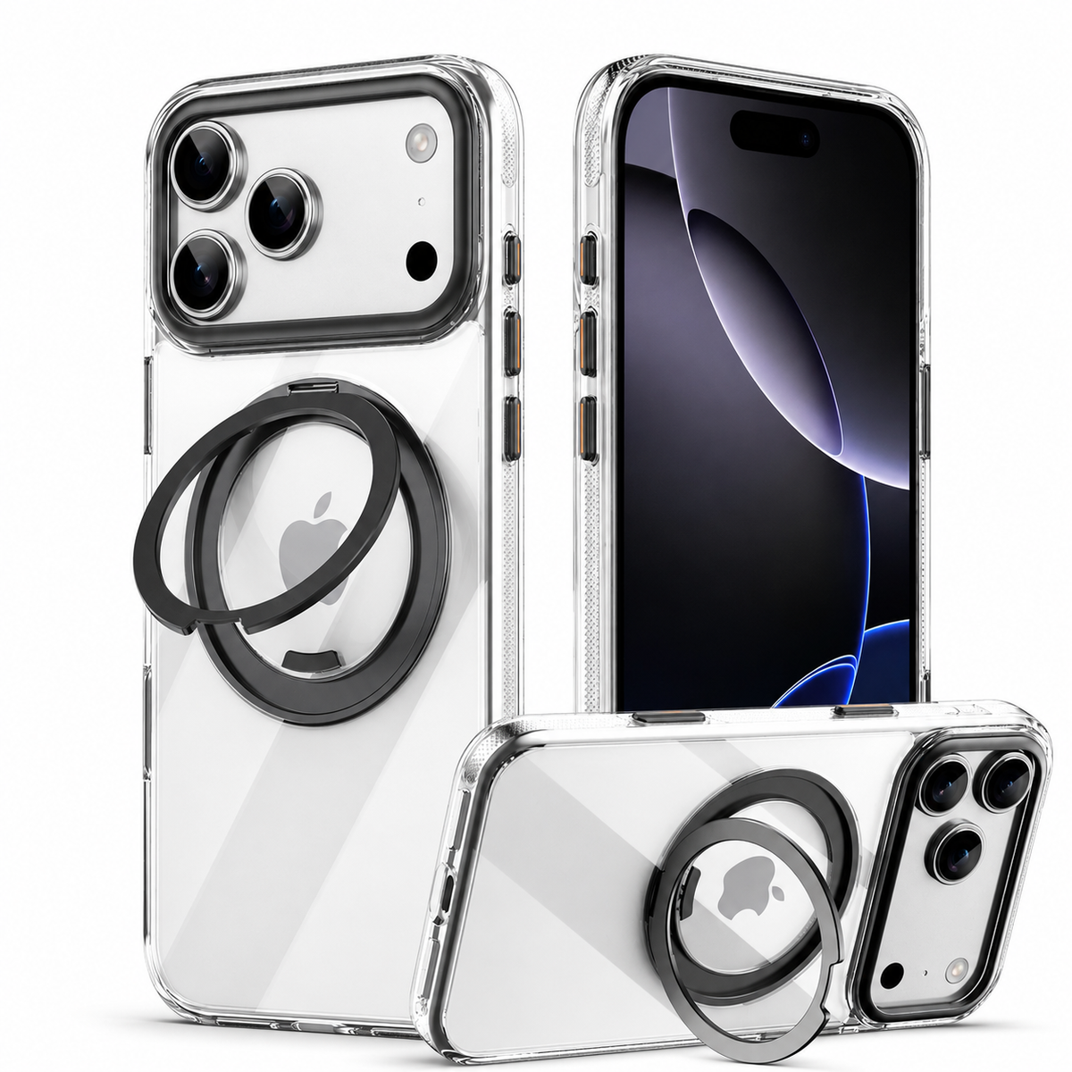 Premium iPhone Case 360° Mechanical Torque Rotating Stand MagSafe Shockproof Metal PC TPU Protective Cover for Everyday Use for Secure Daily Handling