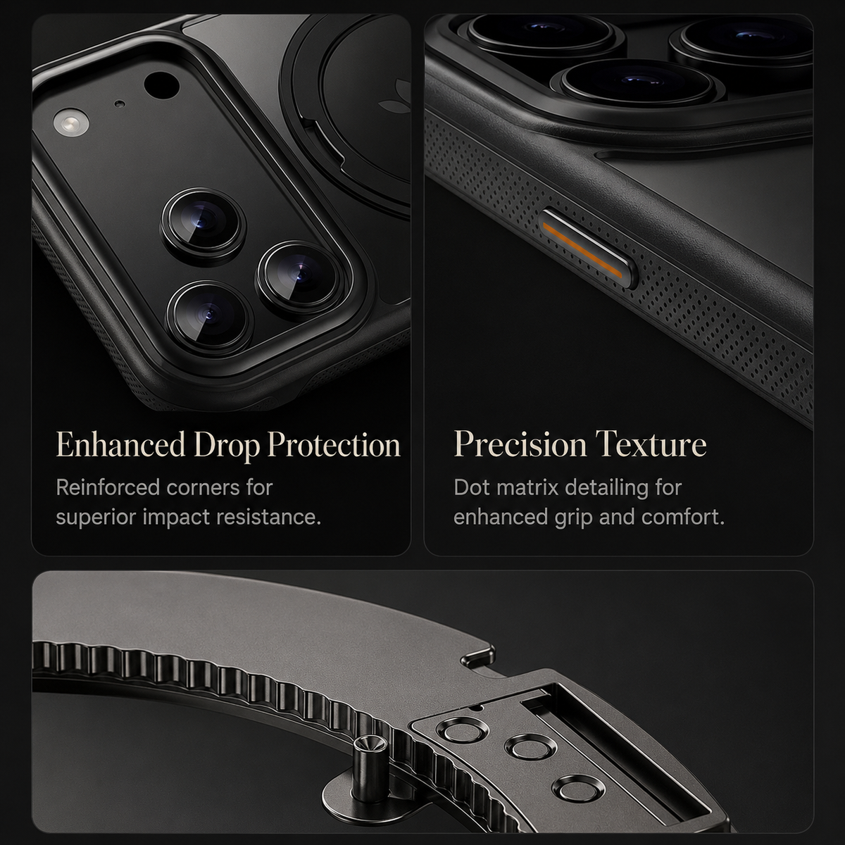 Premium iPhone Case 360° Mechanical Torque Rotating Stand MagSafe Shockproof Metal PC TPU Protective Cover for Everyday Use for Secure Daily Handling