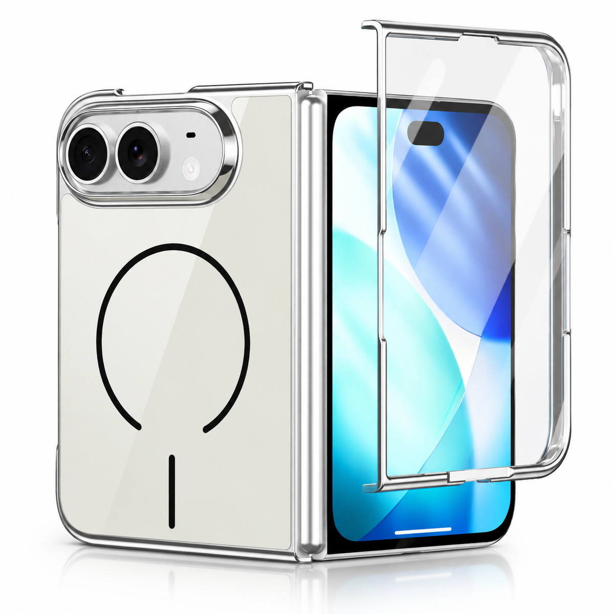 Premium iPhone Case All in One Built In Front Screen Protector Full Wrap Shockproof Foldable Cover Slim Durable Anti Drop Full Protective Phone Cover Case