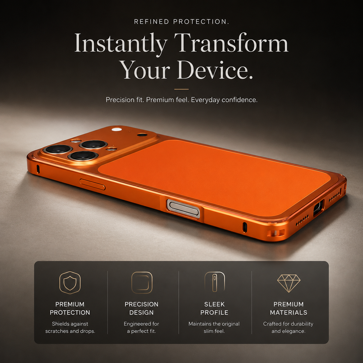 Premium iPhone Case Alloy Frame Large Window Backplane Shockproof Protective Cover Anti Fingerprint Non Slip Dustproof Slim Geometric Metal Style Case
