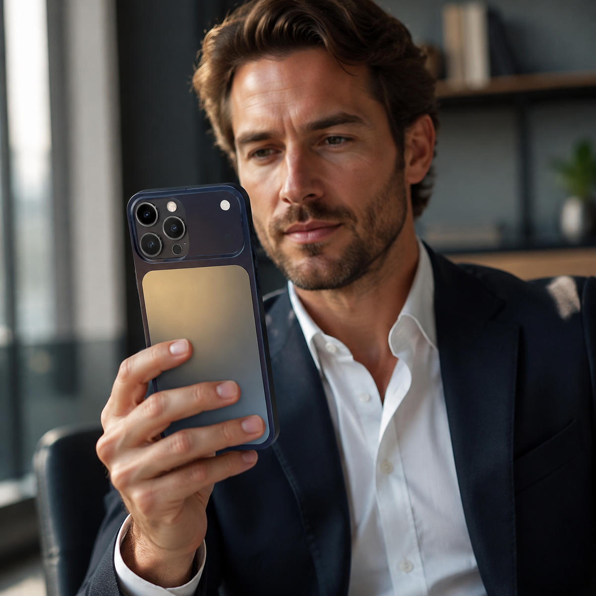 Premium iPhone Case Alloy Frame Large Window Backplane Shockproof Protective Cover Anti Fingerprint Non Slip Dustproof Slim Geometric Metal Style Case
