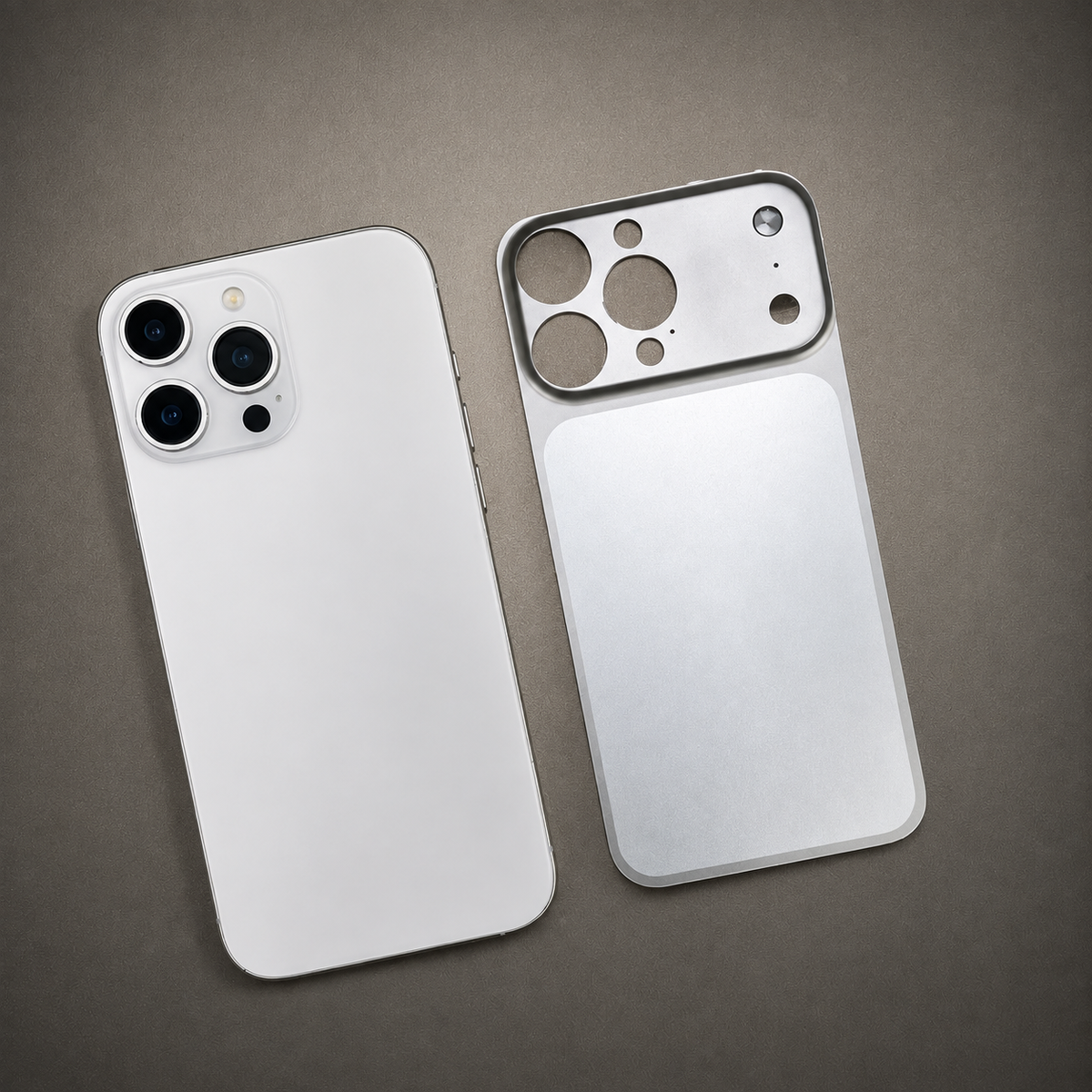 Premium iPhone Case Alloy Frame Large Window Backplane Shockproof Protective Cover Anti Fingerprint Non Slip Dustproof Slim Geometric Metal Style Case
