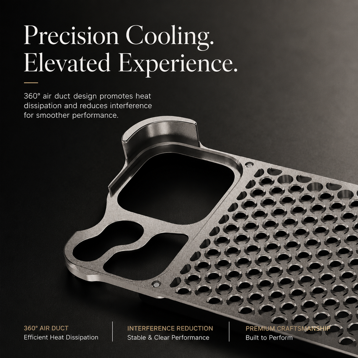 Premium iPhone Case Aluminum Alloy Borderless Frame Honeycomb Heat Dissipation Shockproof Metal Bumper Anti Scratch Non Slip Lightweight Protective Cover