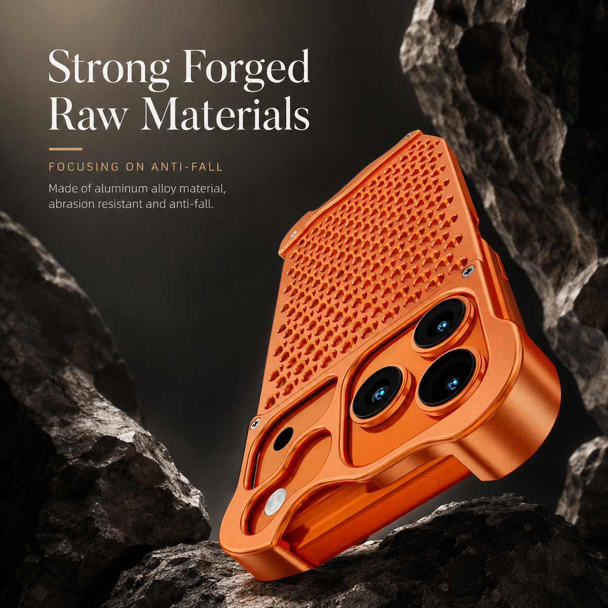 Premium iPhone Case Aluminum Alloy Borderless Frame Honeycomb Heat Dissipation Shockproof Metal Bumper Anti Scratch Non Slip Lightweight Protective Cover