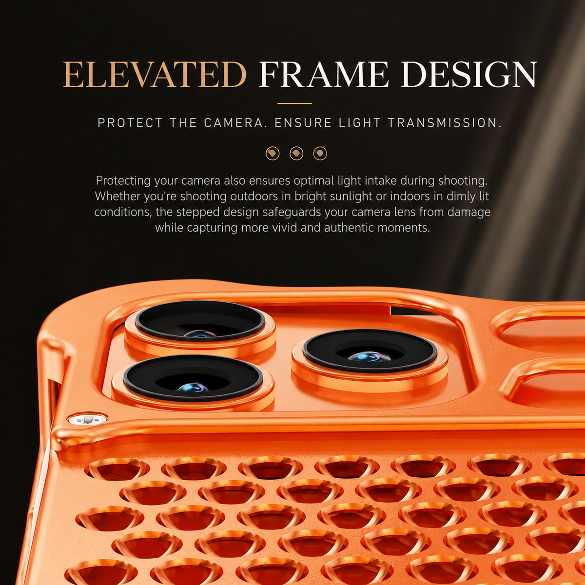 Premium iPhone Case Aluminum Alloy Borderless Frame Honeycomb Heat Dissipation Shockproof Metal Bumper Anti Scratch Non Slip Lightweight Protective Cover
