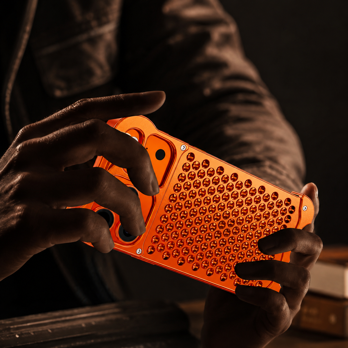 Premium iPhone Case Aluminum Alloy Borderless Frame Honeycomb Heat Dissipation Shockproof Metal Bumper Anti Scratch Non Slip Lightweight Protective Cover