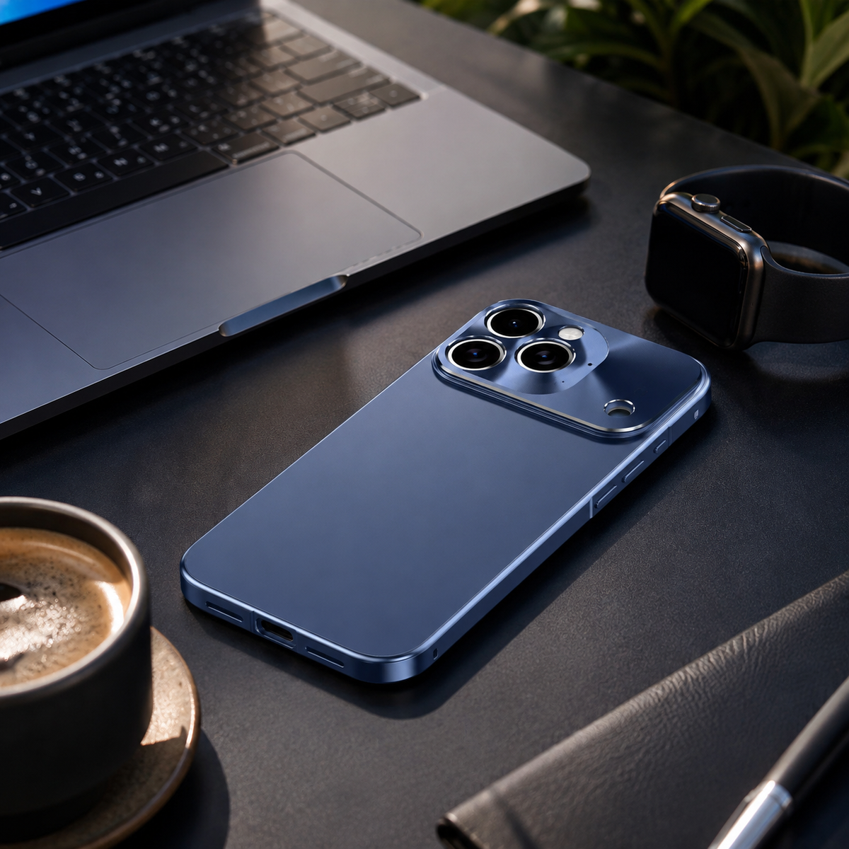 Premium iPhone Case Aluminum Alloy Frame Frosted PC Backplate Ultra Thin Shockproof Anti Scratch Anti Fingerprint Matte Protective Cover