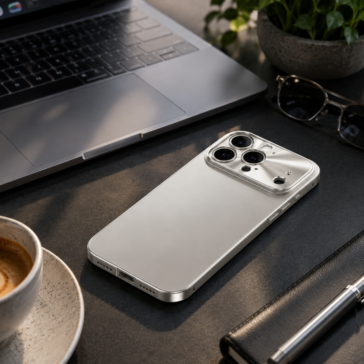 Premium iPhone Case Aluminum Alloy Frame Frosted PC Backplate Ultra Thin Shockproof Anti Scratch Anti Fingerprint Matte Protective Cover