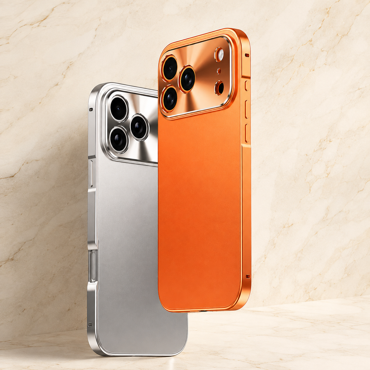 Premium iPhone Case Aluminum Alloy Frame Frosted PC Backplate Ultra Thin Shockproof Anti Scratch Anti Fingerprint Matte Protective Cover