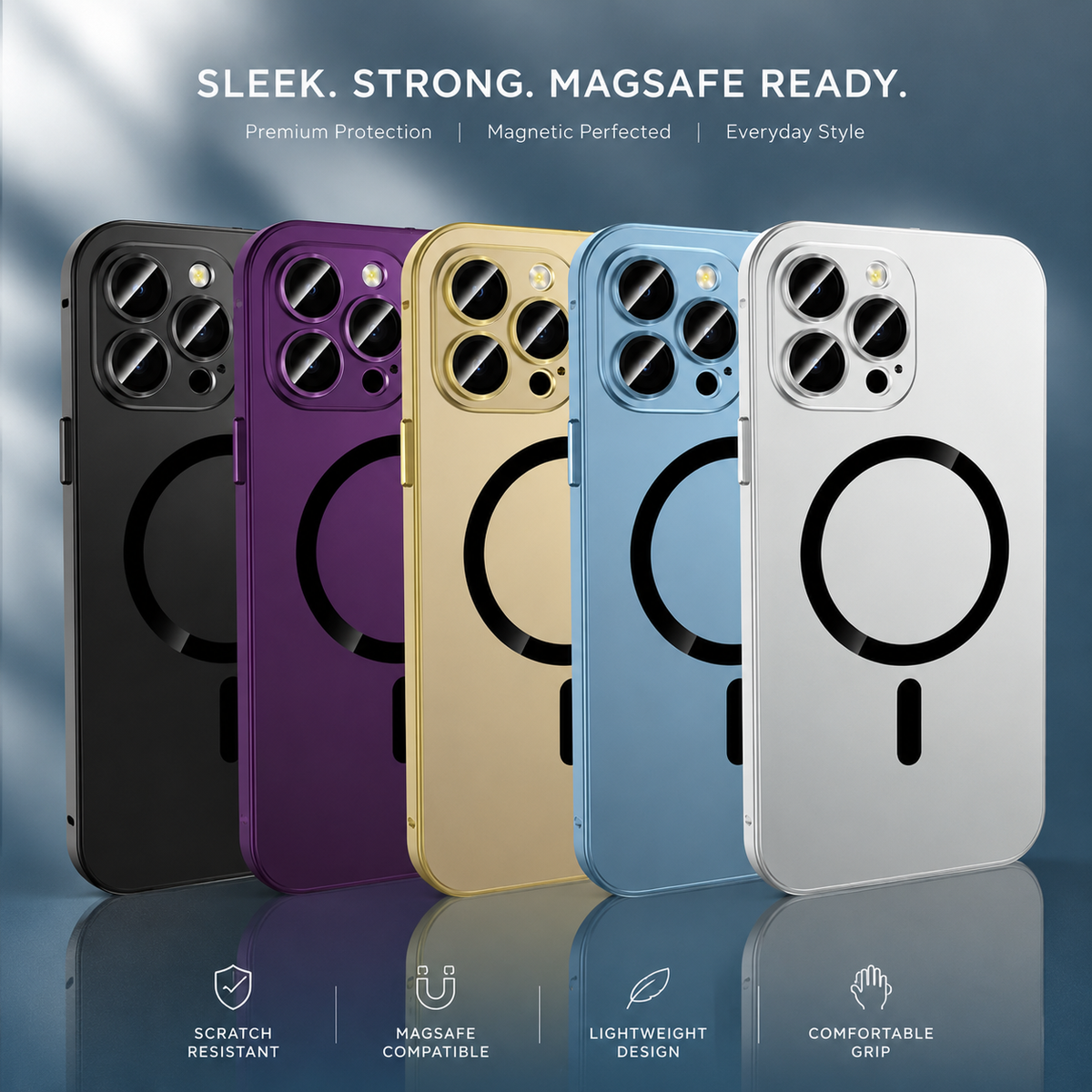 Premium iPhone Case Aluminum Alloy Magnetic MagSafe Full Coverage Shockproof Glass Lens Matte Anti Glare Wireless Charging Protective Design