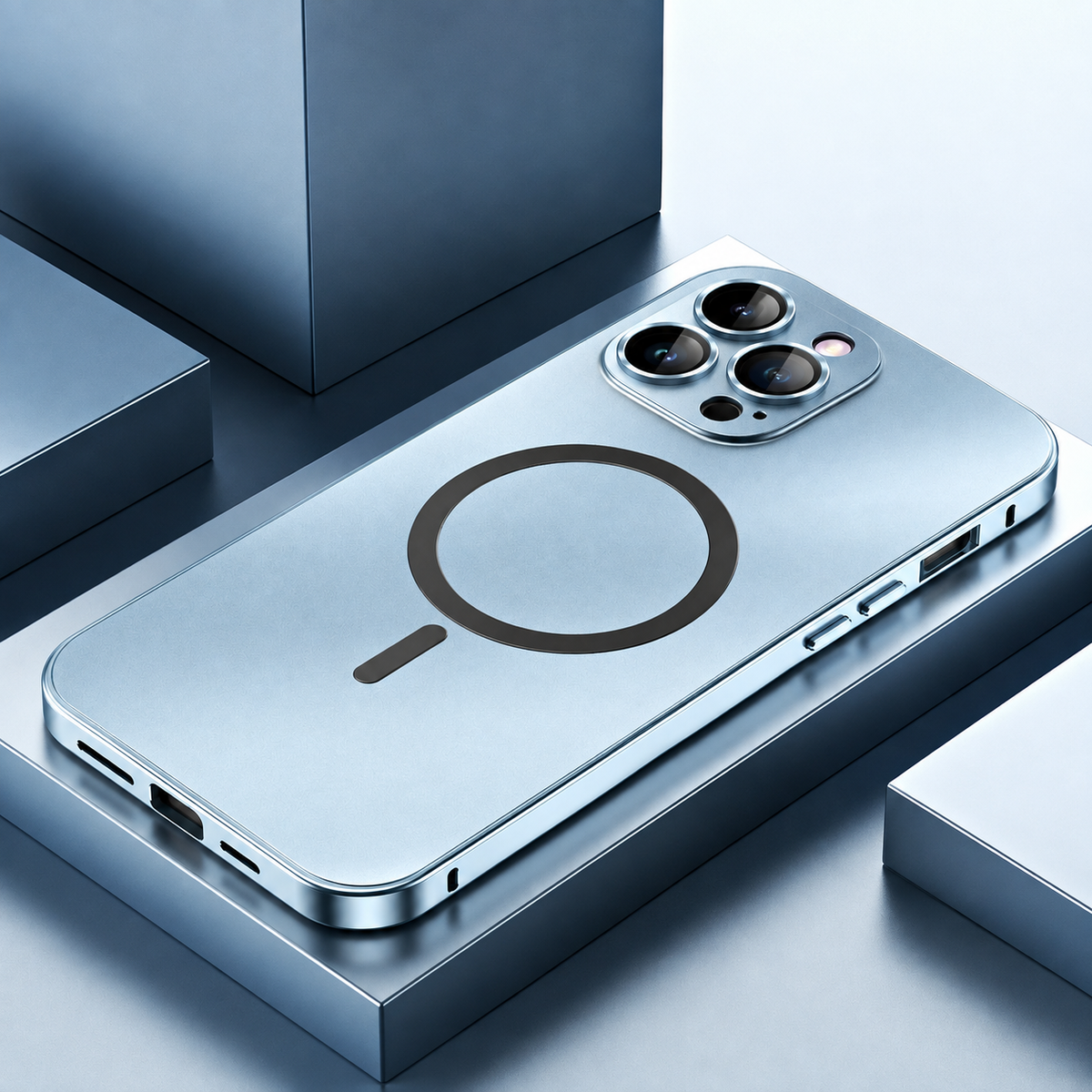Premium iPhone Case Aluminum Alloy Magnetic MagSafe Full Coverage Shockproof Glass Lens Matte Anti Glare Wireless Charging Protective Design