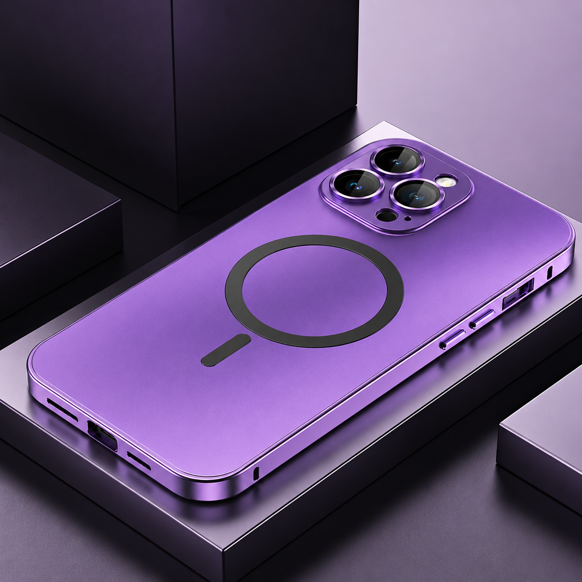 Premium iPhone Case Aluminum Alloy Magnetic MagSafe Full Coverage Shockproof Glass Lens Matte Anti Glare Wireless Charging Protective Design