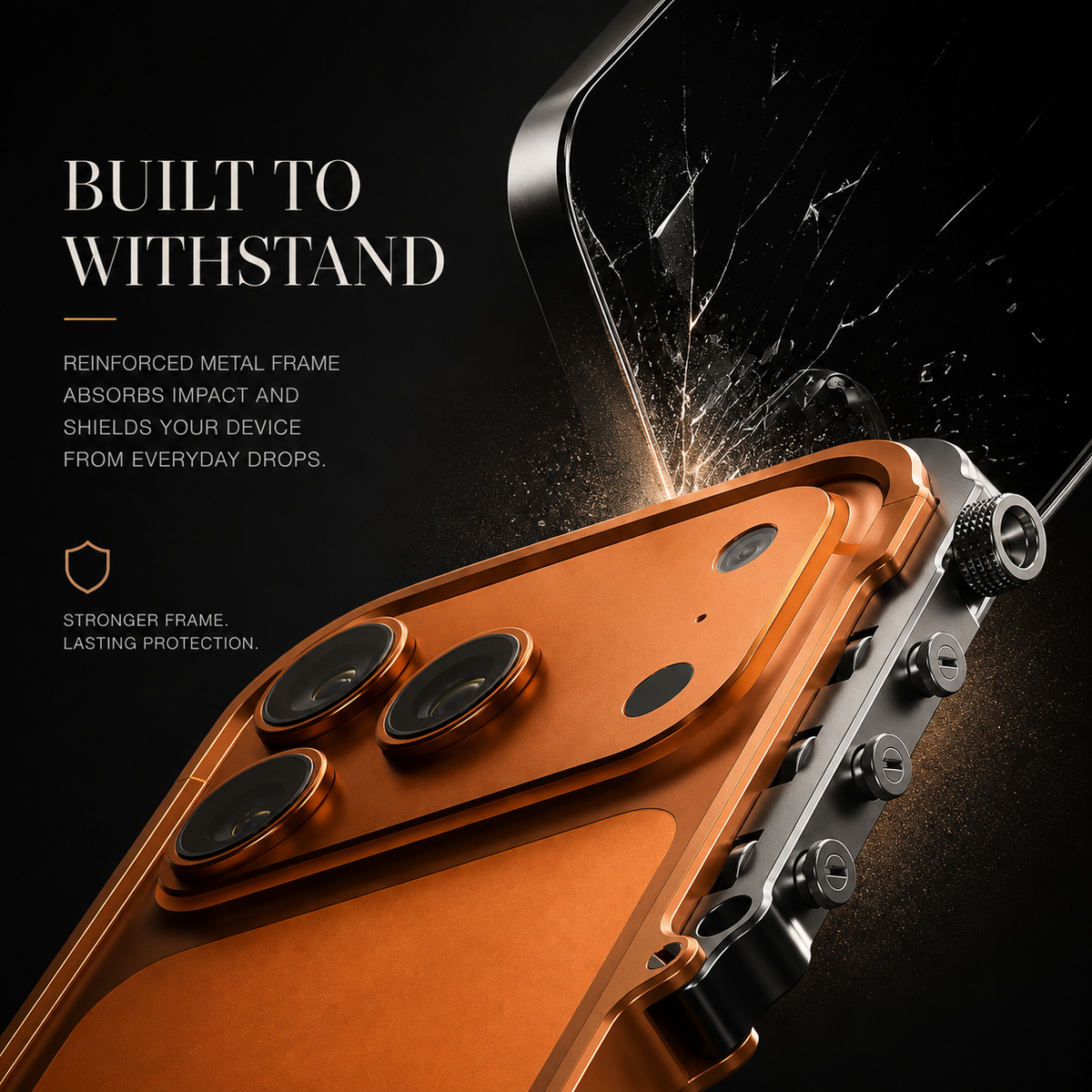 Premium iPhone Case Aluminum Alloy Mechanical Bumper Shockproof Metal Frame Heavy Duty Corner Protection Cyberpunk Industrial Slim Cover