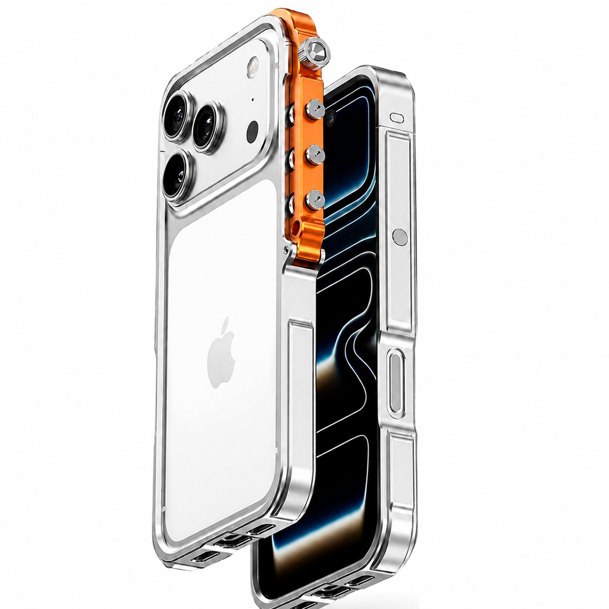 Premium iPhone Case Aluminum Alloy Mechanical Bumper Shockproof Metal Frame Heavy Duty Corner Protection Cyberpunk Industrial Slim Cover