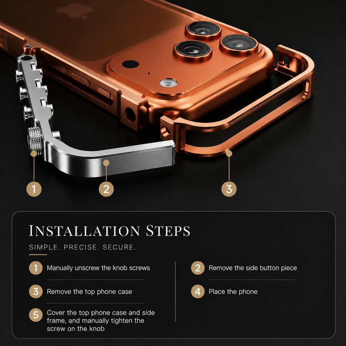 Premium iPhone Case Aluminum Alloy Mechanical Bumper Shockproof Metal Frame Heavy Duty Corner Protection Cyberpunk Industrial Slim Cover