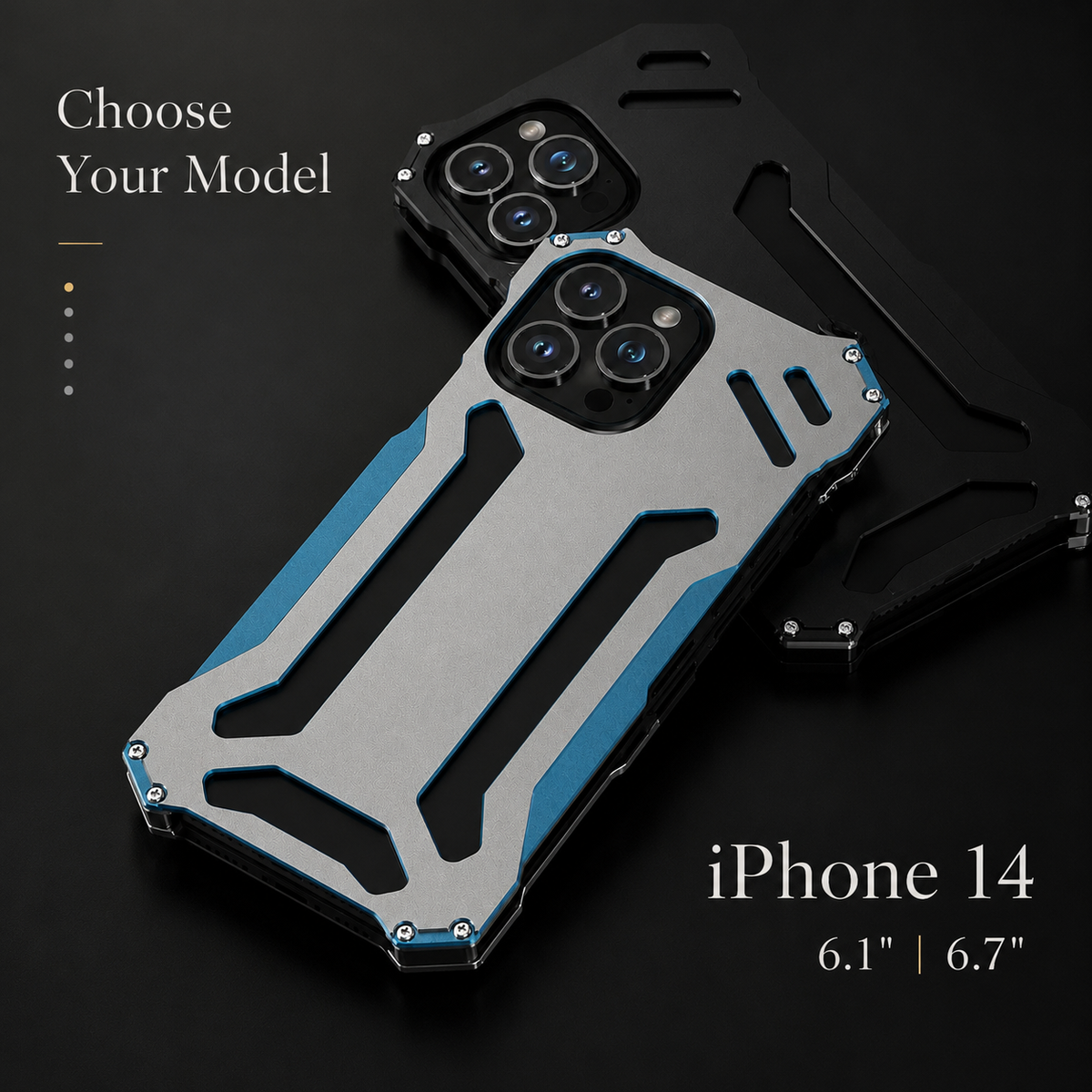 Premium iPhone Case Aluminum Alloy Metal Armor Shockproof Cooling Airflow Anti Scratch Matte Protective Cover Non Slip Full Coverage Slim Frame Design