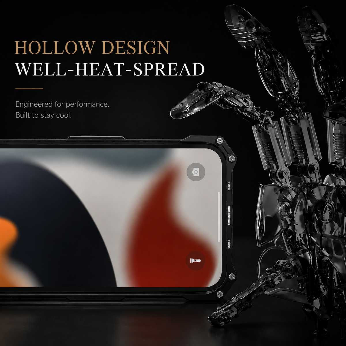 Premium iPhone Case Aluminum Alloy Metal Armor Shockproof Cooling Airflow Anti Scratch Matte Protective Cover Non Slip Full Coverage Slim Frame Design