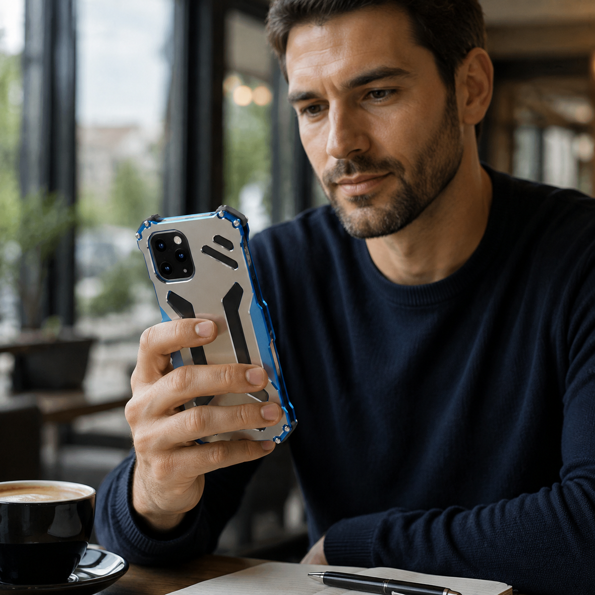 Premium iPhone Case Aluminum Alloy Metal Armor Shockproof Cooling Airflow Anti Scratch Matte Protective Cover Non Slip Full Coverage Slim Frame Design