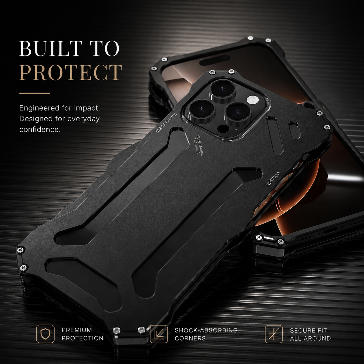 Premium iPhone Case Aluminum Alloy Metal Armor Shockproof Cooling Airflow Anti Scratch Matte Protective Cover Non Slip Full Coverage Slim Frame Design