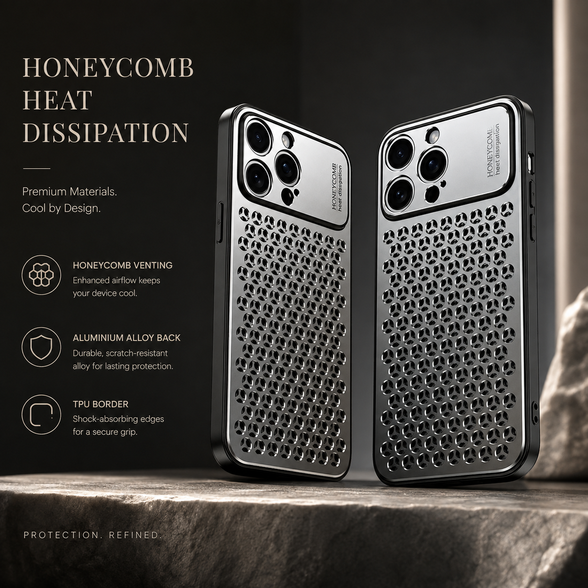 Premium iPhone Case Aluminum Alloy Metal Breathable Back Cover Anti Fingerprint Anti Scratch Dust Resistant Slim Lightweight Protective Case