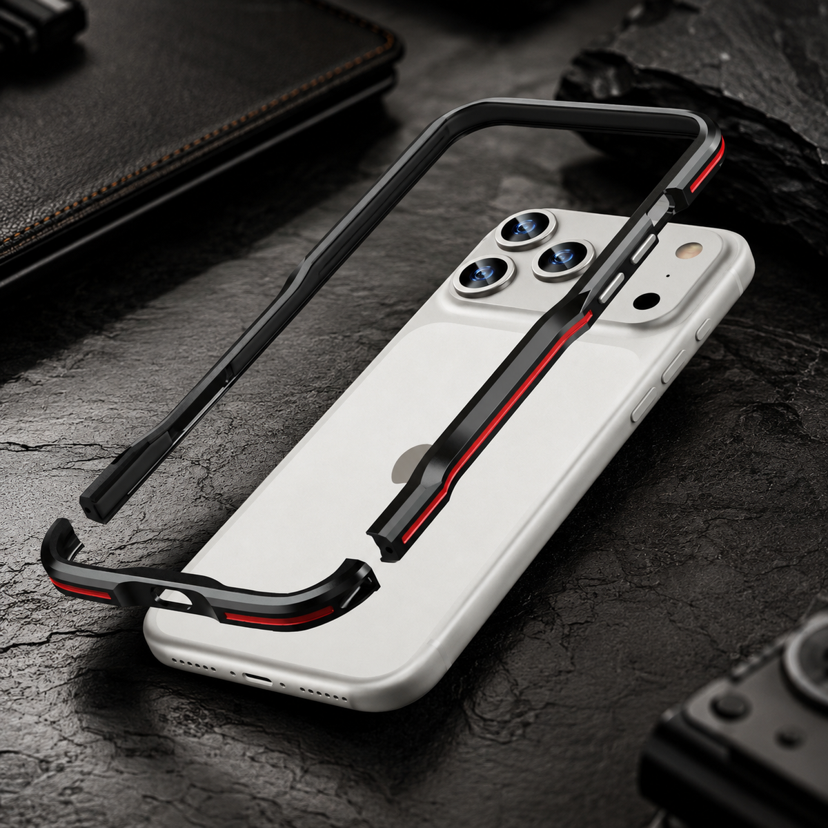 Premium iPhone Case Aluminum Alloy Metal Bumper Shockproof Edge Protection Anti Scratch Anti Fingerprint Non Slip Tough Irregular Cut Slim Protective Frame