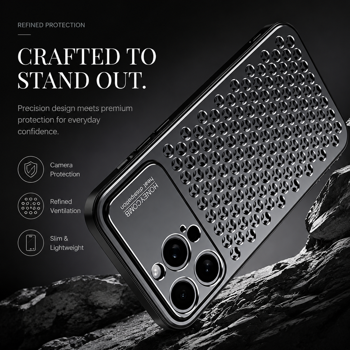 Premium iPhone Case Aluminum Alloy Metal Frame Breathable Protective Cover Anti Fingerprint Scratch Resistant Slim Lightweight Durable Design
