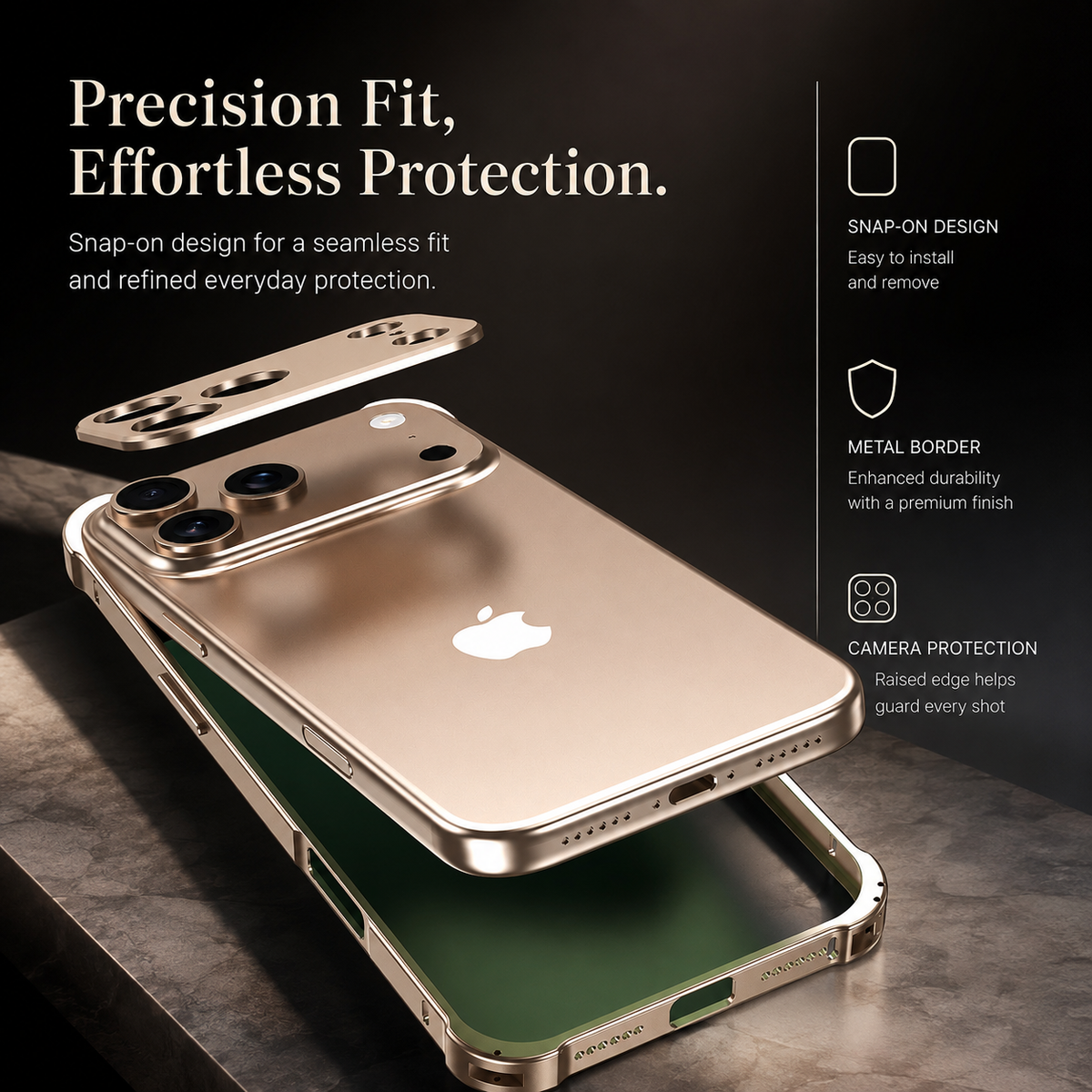 Premium iPhone Case Aluminum Alloy Metal Frame Bumper Camera Lens Protection Shockproof Slim Lightweight Reinforced Edge Protective Cover Original Finish