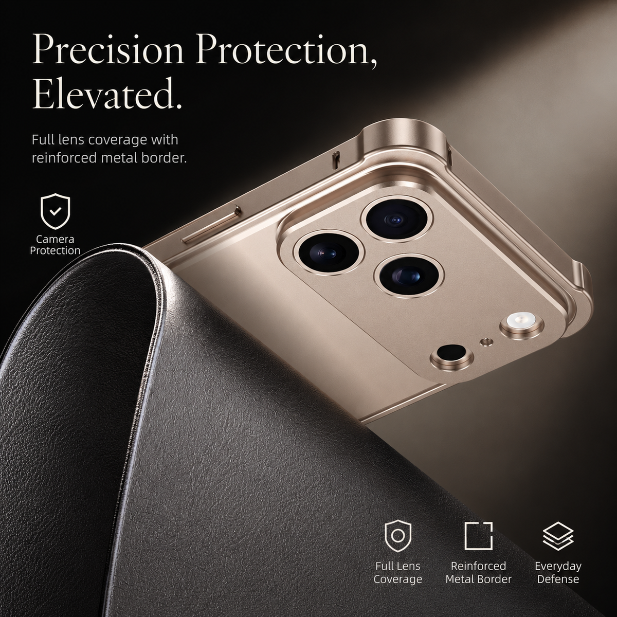 Premium iPhone Case Aluminum Alloy Metal Frame Bumper Camera Lens Protection Shockproof Slim Lightweight Reinforced Edge Protective Cover Original Finish