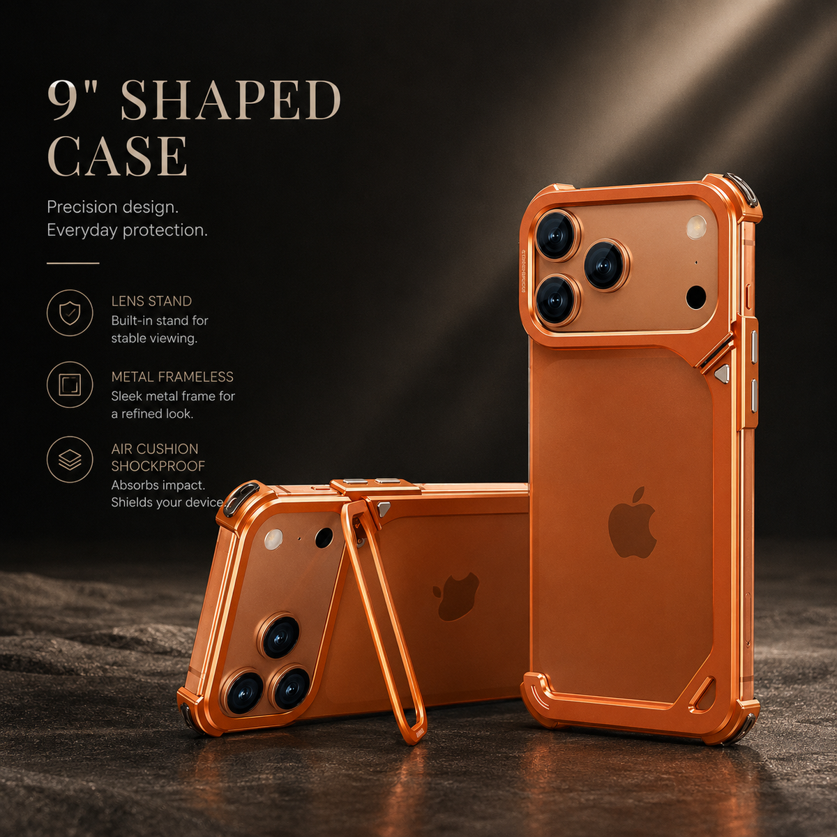 Premium iPhone Case Aluminum Frame MagSafe Compatible Lens Holder Wireless Charging Slim Metal Shockproof Anti Scratch Non Slip Protective Design