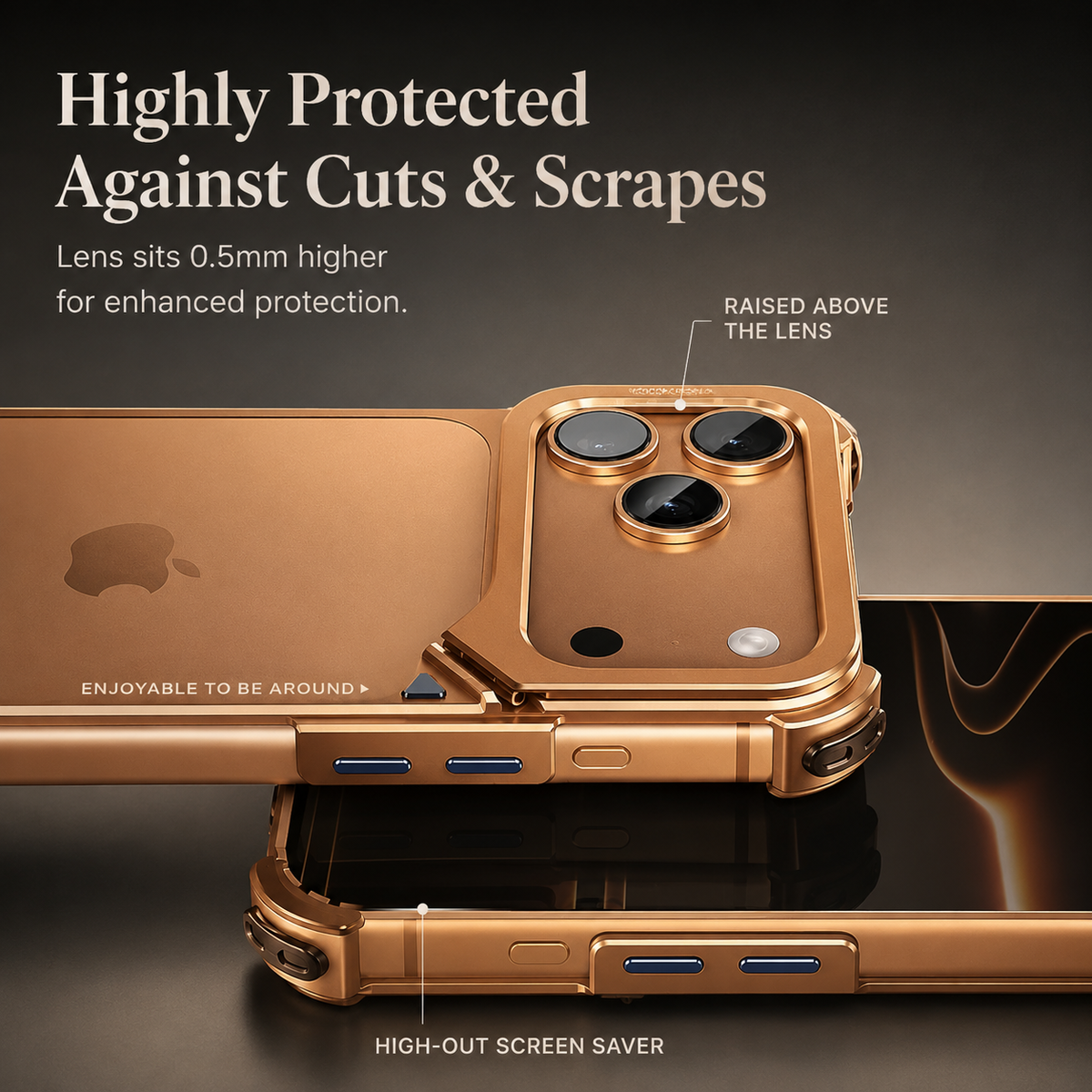 Premium iPhone Case Aluminum Frame MagSafe Compatible Lens Holder Wireless Charging Slim Metal Shockproof Anti Scratch Non Slip Protective Design
