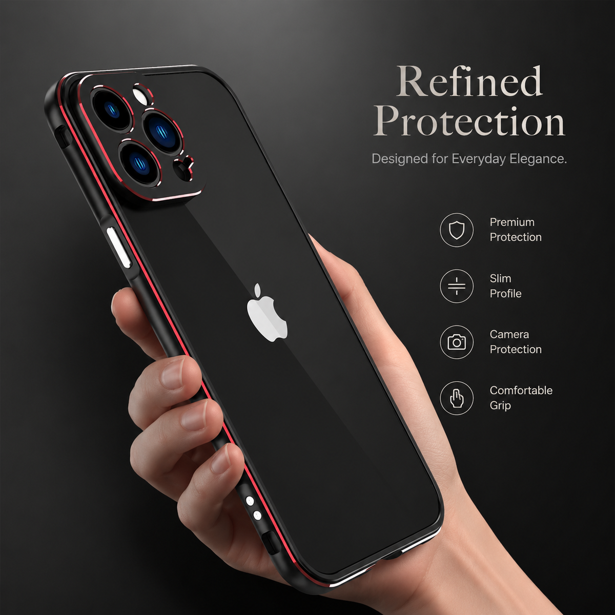 Premium iPhone Case Aluminum Metal Bumper Camera Protector Shockproof Heavy Duty Anti Scratch Slim Protective Frame Corner Cover Lightweight Design