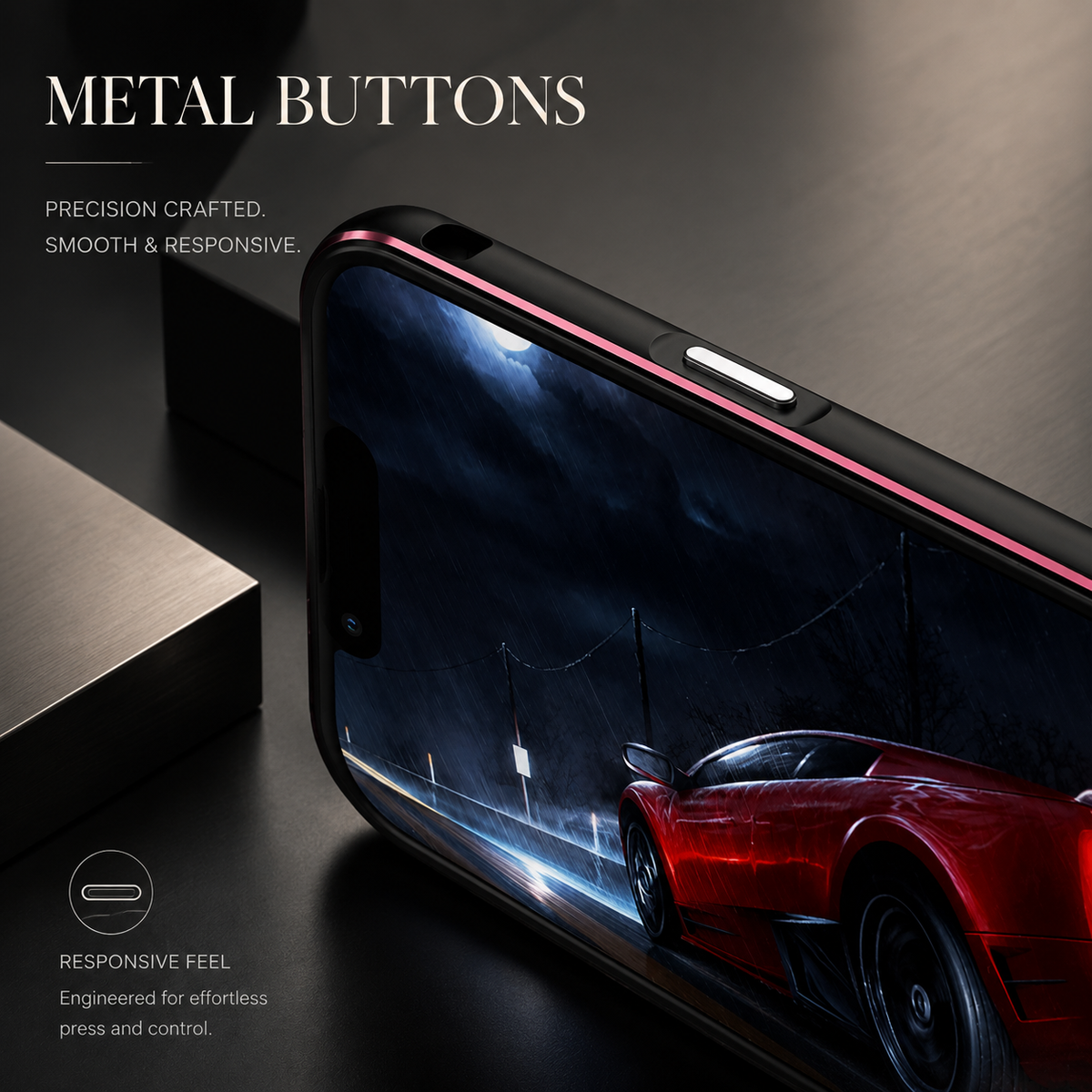 Premium iPhone Case Aluminum Metal Bumper Camera Protector Shockproof Heavy Duty Anti Scratch Slim Protective Frame Corner Cover Lightweight Design
