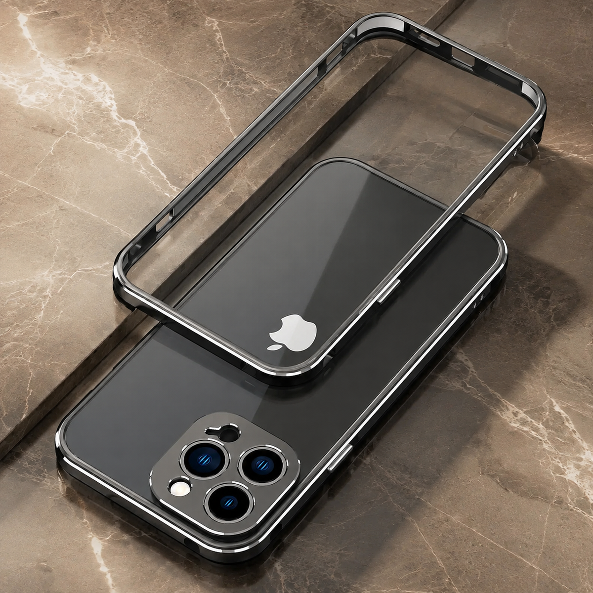 Premium iPhone Case Aluminum Metal Bumper Camera Protector Shockproof Heavy Duty Anti Scratch Slim Protective Frame Corner Cover Lightweight Design
