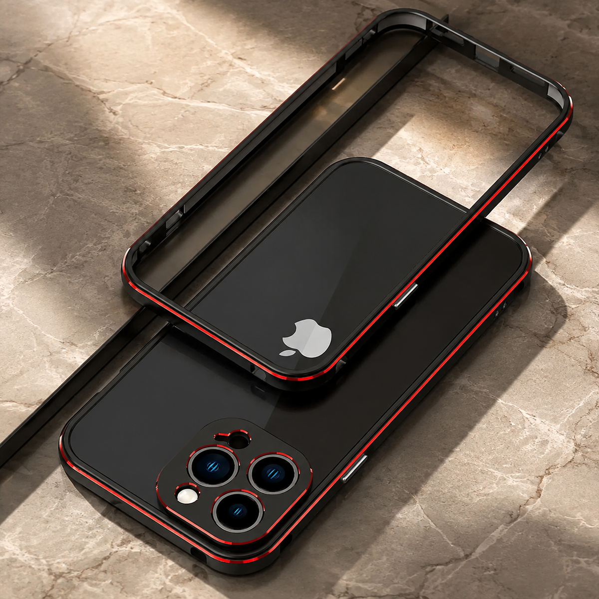 Premium iPhone Case Aluminum Metal Bumper Camera Protector Shockproof Heavy Duty Anti Scratch Slim Protective Frame Corner Cover Lightweight Design