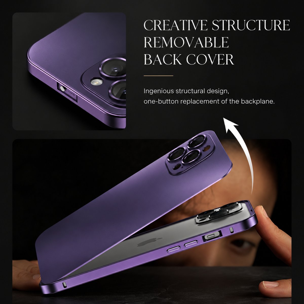 Premium iPhone Case Aluminum Metal Frame Shockproof PC Back Camera Lens Protection Slim Lightweight Protective Cover Wireless Charging Case