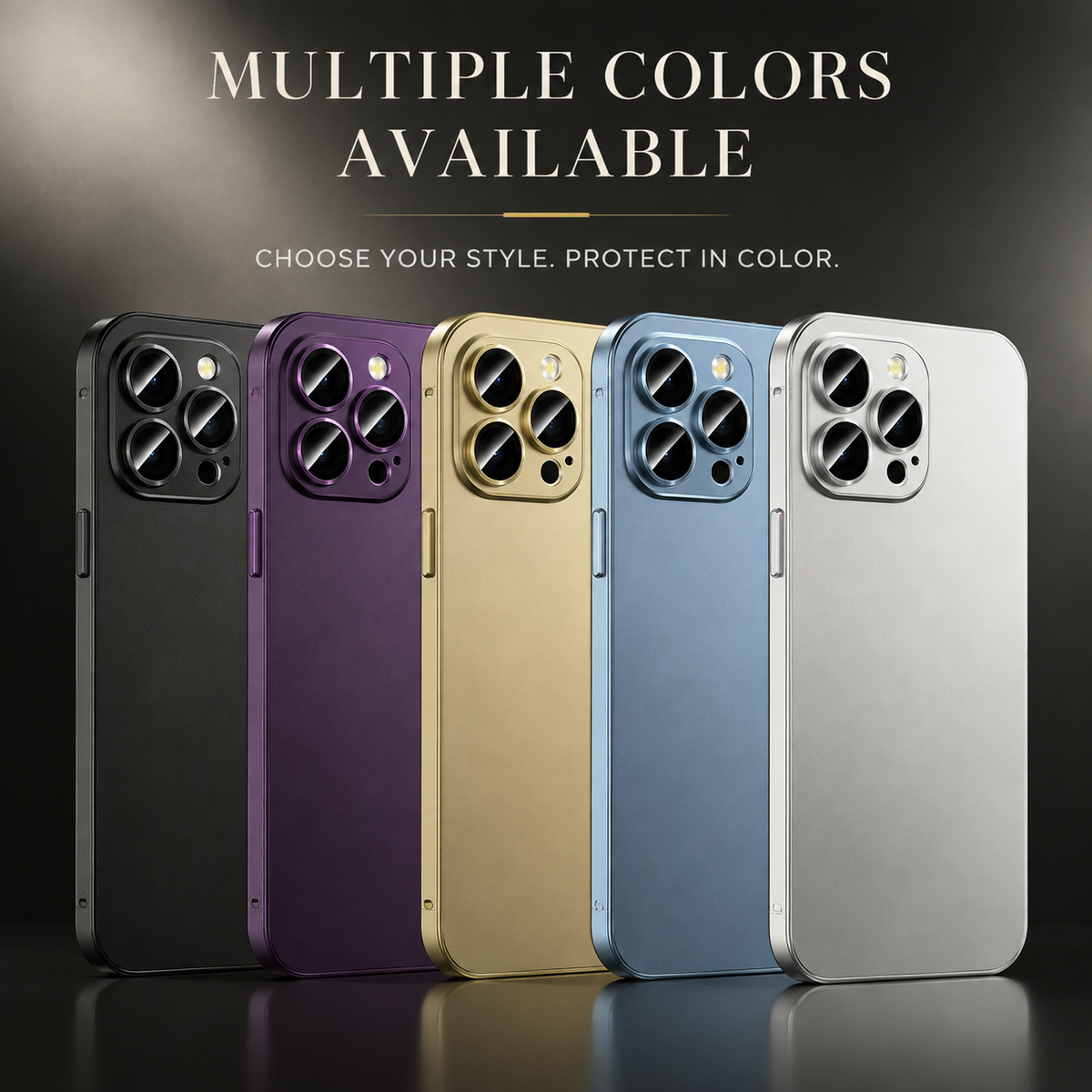 Premium iPhone Case Aluminum Metal Frame Shockproof PC Back Camera Lens Protection Slim Lightweight Protective Cover Wireless Charging Case