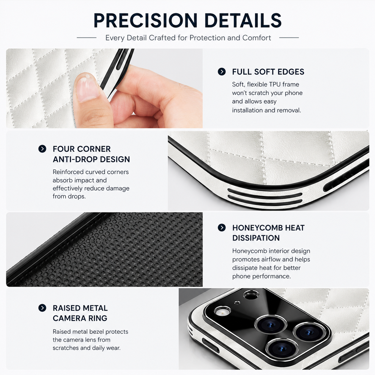 Premium iPhone Case Argyle PU Leather Camera Lens Protection Shockproof Anti Scratch Anti Fingerprint Matte Non Slip Slim Lightweight Elegant Hard Cover