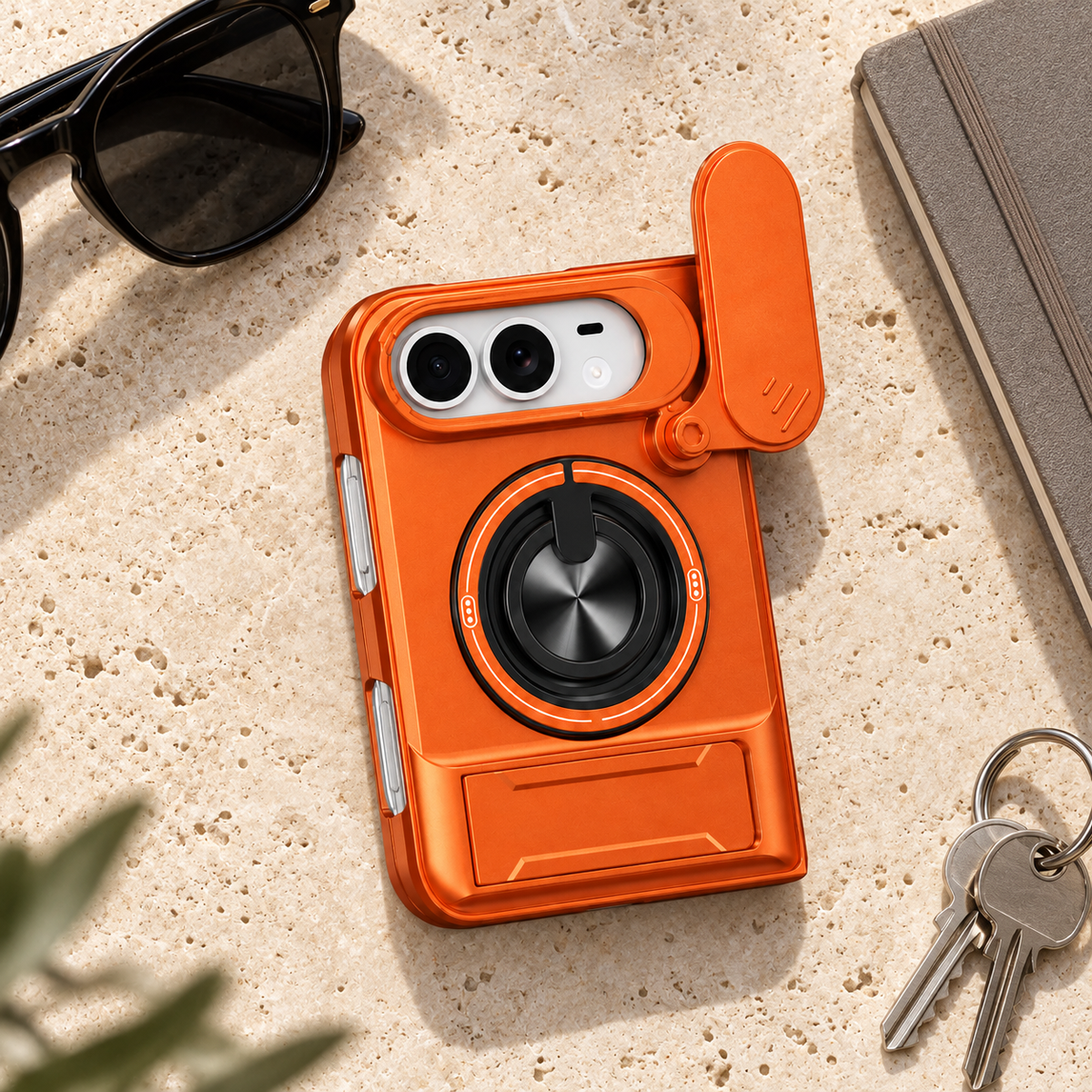 Premium iPhone Case Armor Slide Lens Protector Magnetic Car Holder Ring Stand Shockproof Tough Anti Drop Durable Slim Protective Phone Cover Shell Case