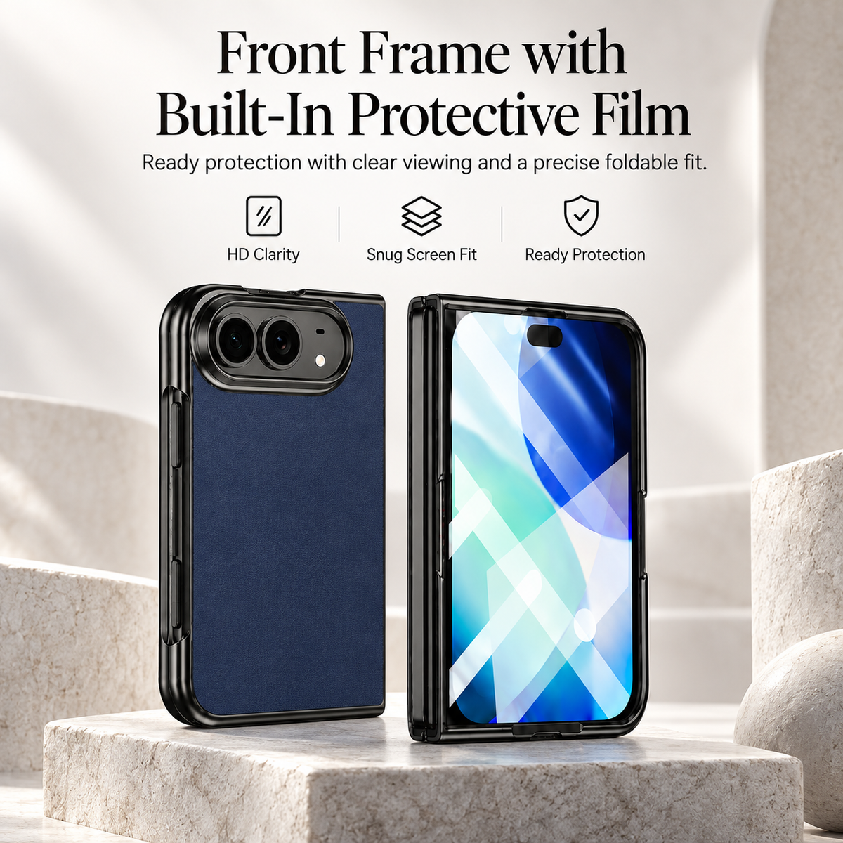 Premium iPhone Case Artificial Leather Semi Transparent Retro Foldable Cover Sweat Resistant Shockproof Slim Non Slip Durable Practical Protective Phone Case
