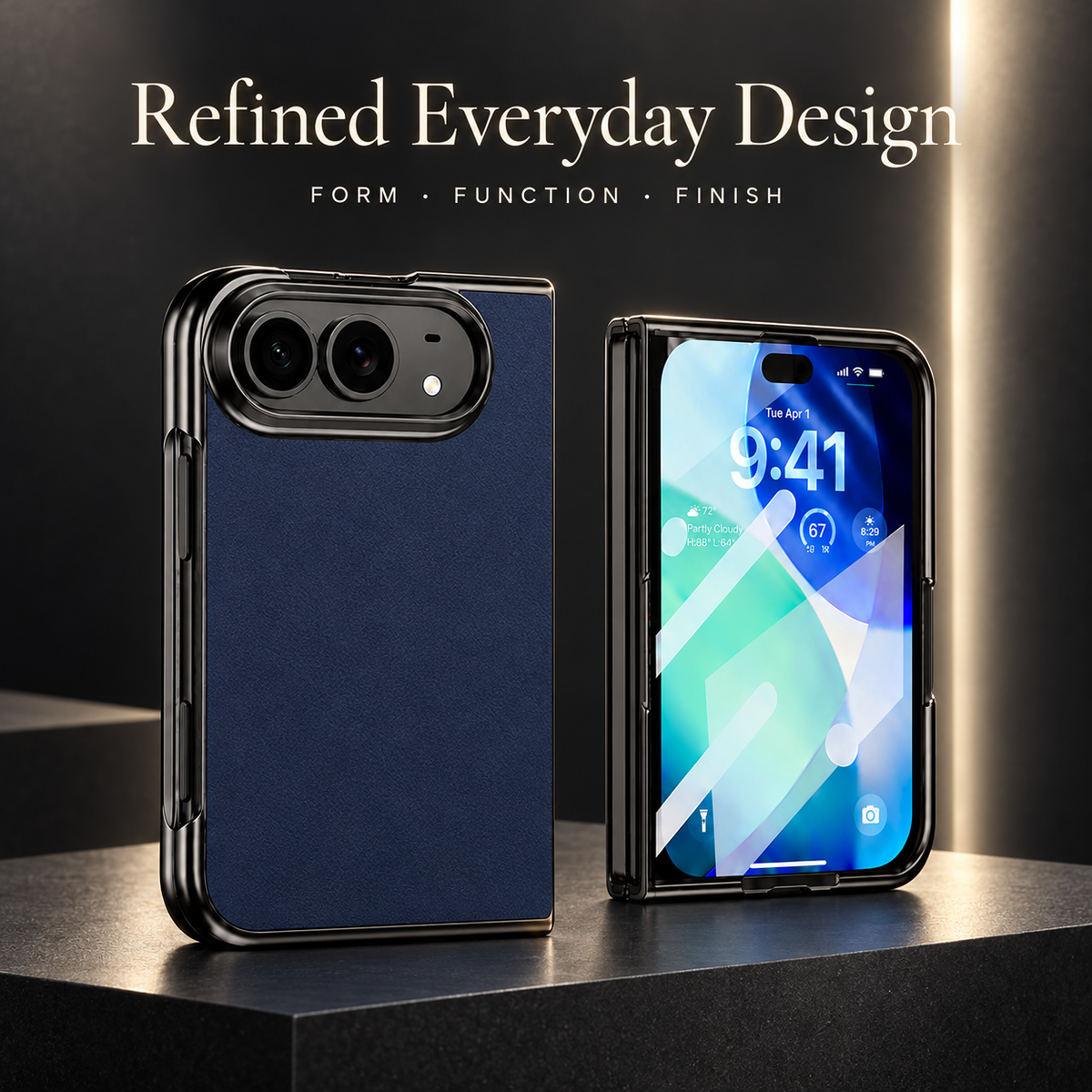 Premium iPhone Case Artificial Leather Semi Transparent Retro Foldable Cover Sweat Resistant Shockproof Slim Non Slip Durable Practical Protective Phone Case