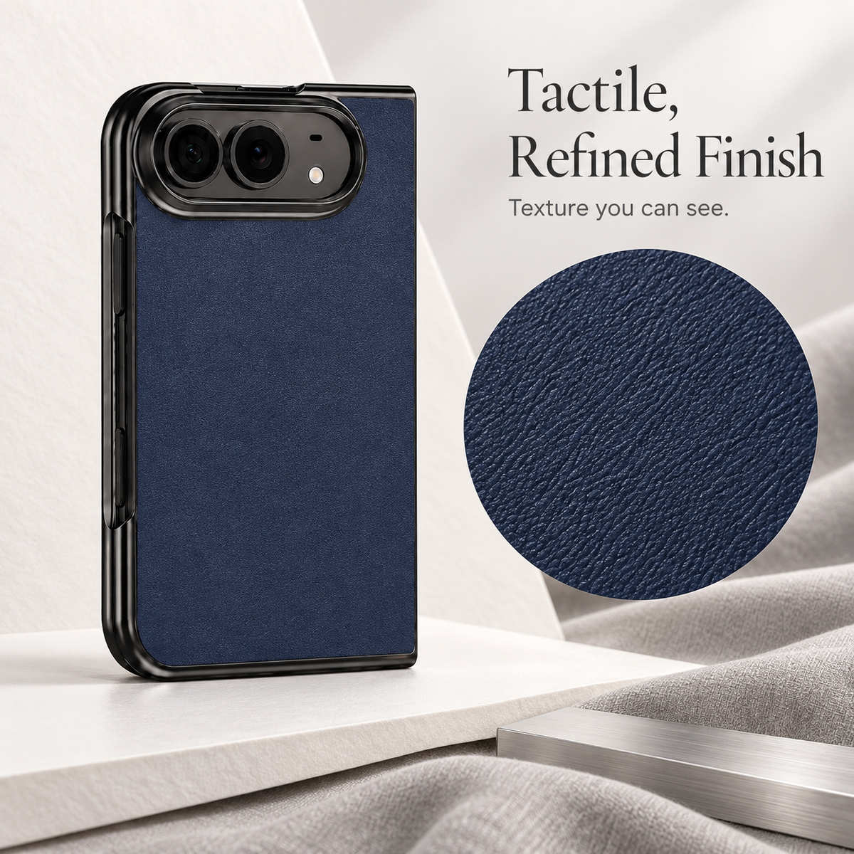 Premium iPhone Case Artificial Leather Semi Transparent Retro Foldable Cover Sweat Resistant Shockproof Slim Non Slip Durable Practical Protective Phone Case