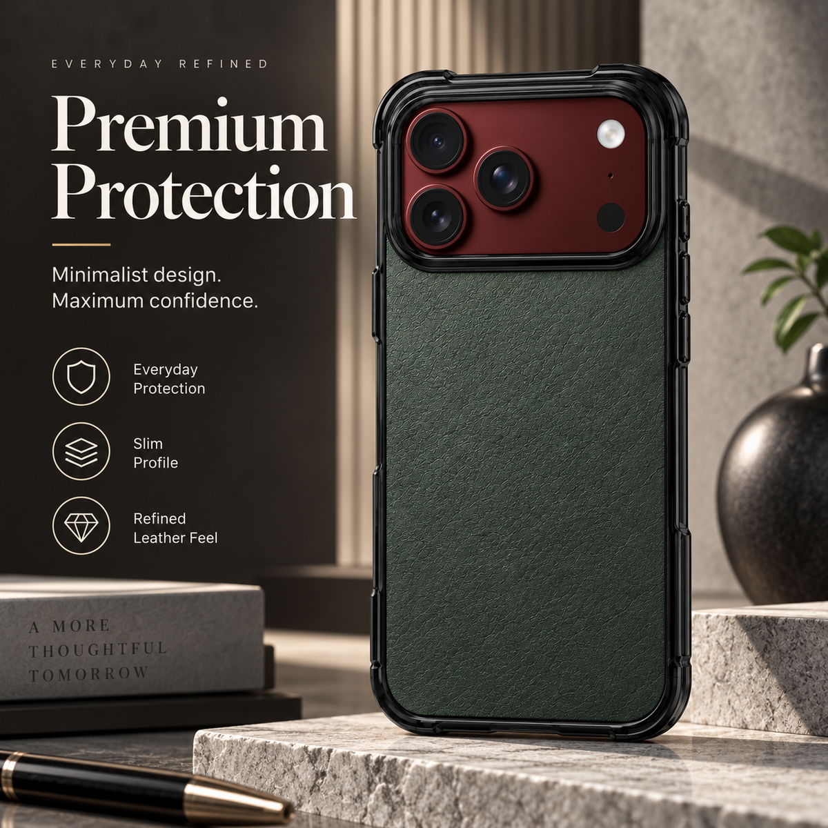 Premium iPhone Case Artificial Leather Semi Transparent Retro Foldable Cover Sweat Resistant Shockproof Slim Non Slip Durable Practical Protective Phone Case