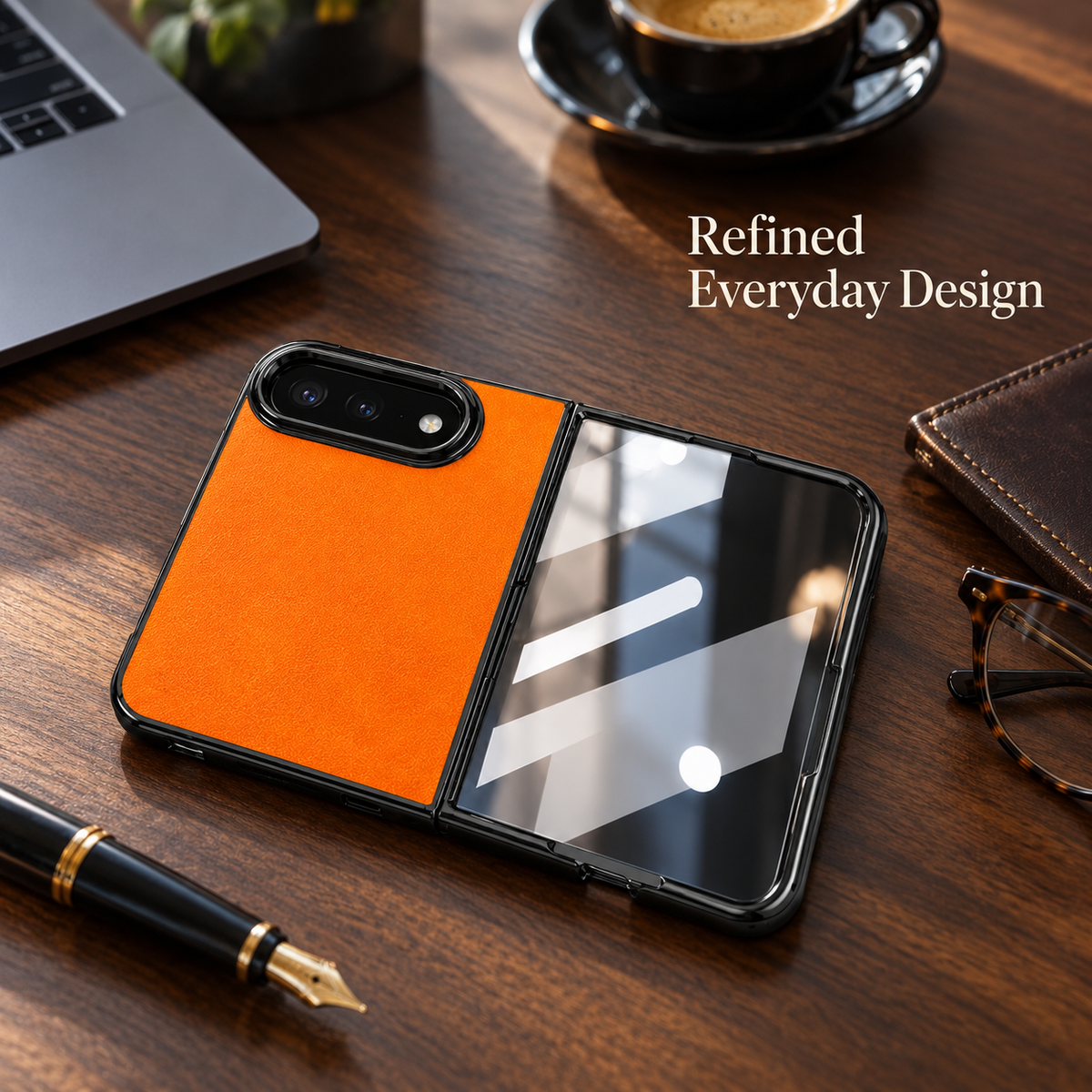 Premium iPhone Case Artificial Leather Semi Transparent Retro Foldable Cover Sweat Resistant Shockproof Slim Non Slip Durable Practical Protective Phone Case