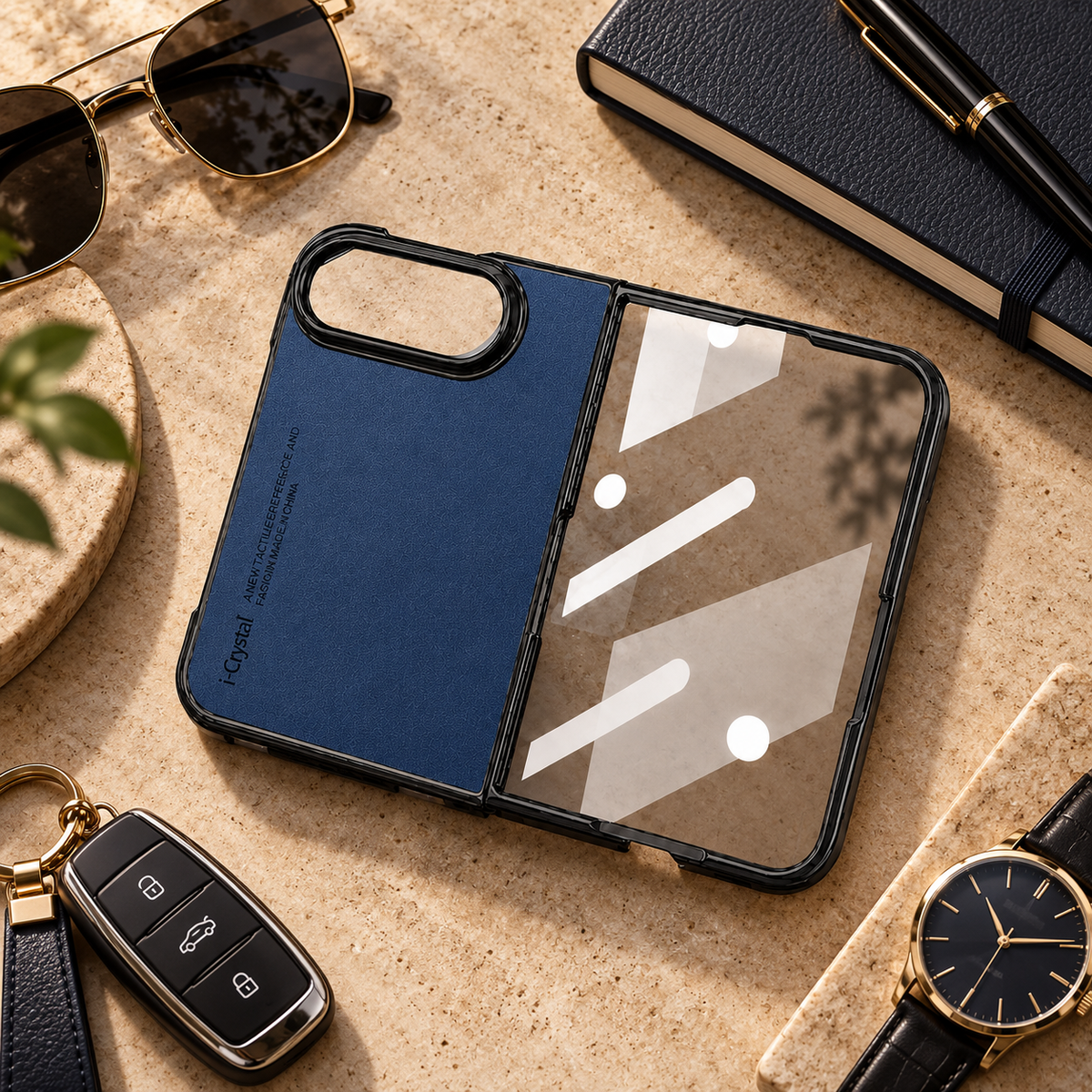 Premium iPhone Case Artificial Leather Semi Transparent Retro Foldable Cover Sweat Resistant Shockproof Slim Non Slip Durable Practical Protective Phone Case