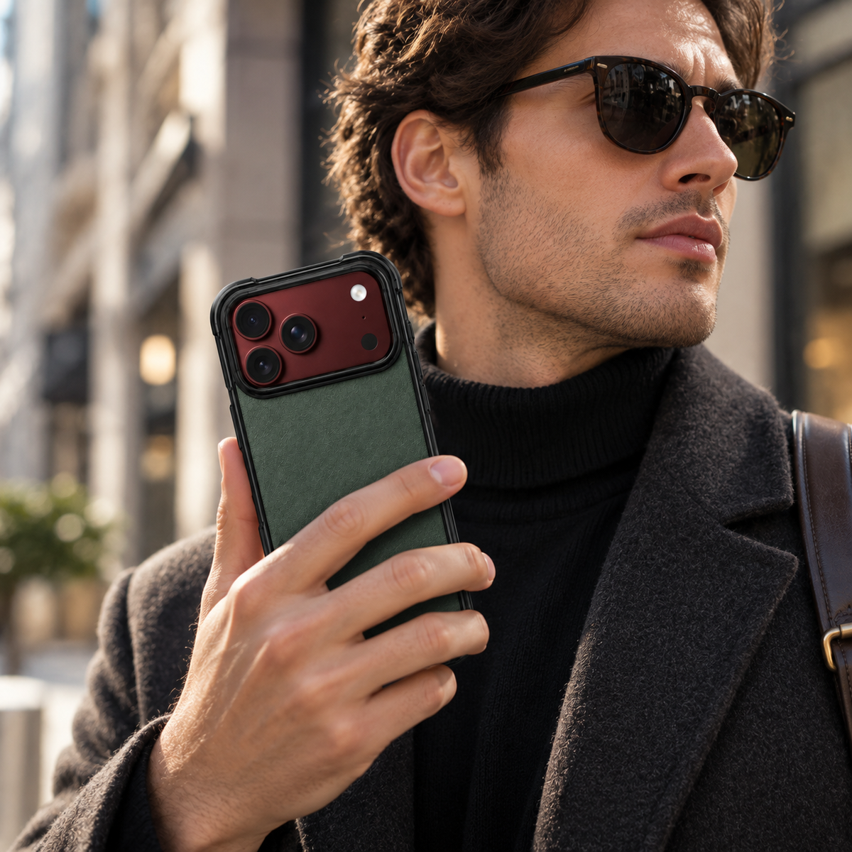 Premium iPhone Case Artificial Leather Semi Transparent Retro Foldable Cover Sweat Resistant Shockproof Slim Non Slip Durable Practical Protective Phone Case