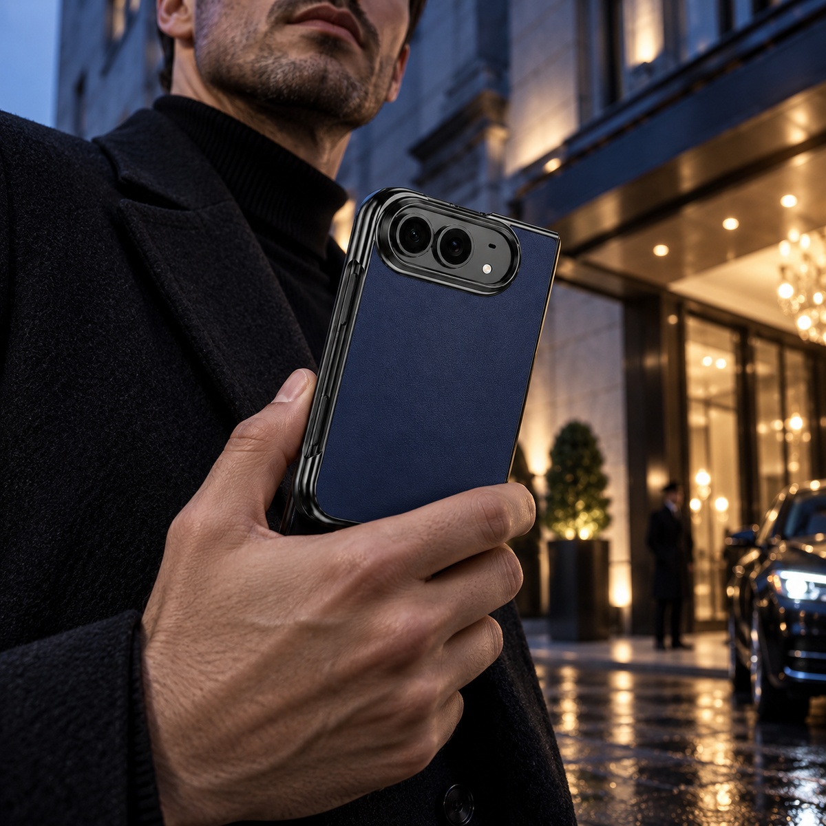 Premium iPhone Case Artificial Leather Semi Transparent Retro Foldable Cover Sweat Resistant Shockproof Slim Non Slip Durable Practical Protective Phone Case