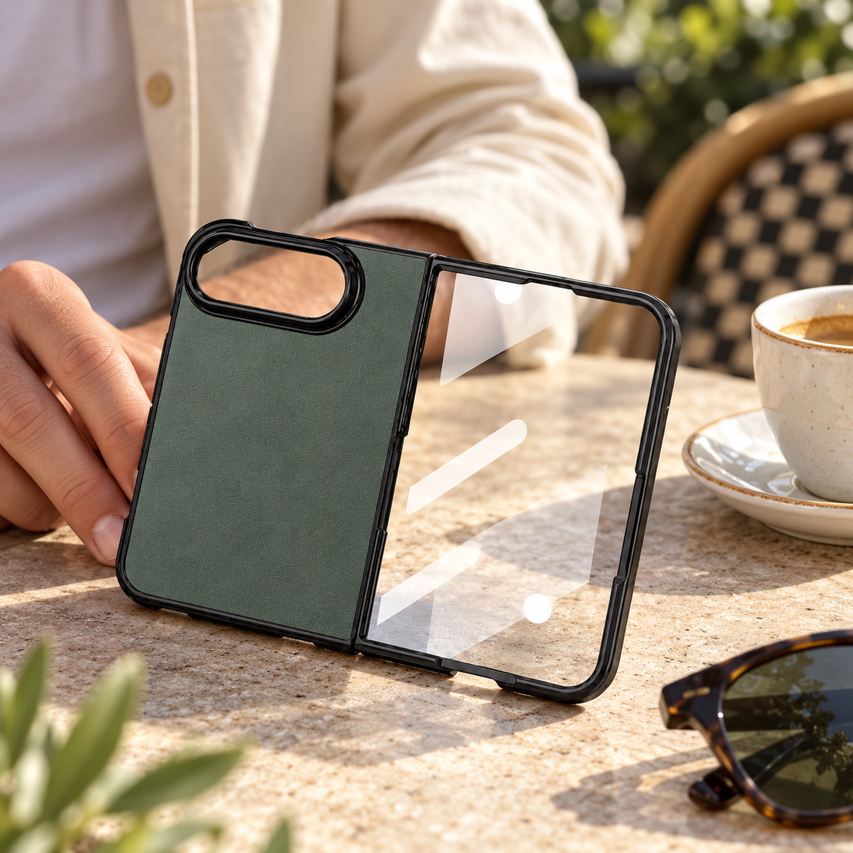Premium iPhone Case Artificial Leather Semi Transparent Retro Foldable Cover Sweat Resistant Shockproof Slim Non Slip Durable Practical Protective Phone Case