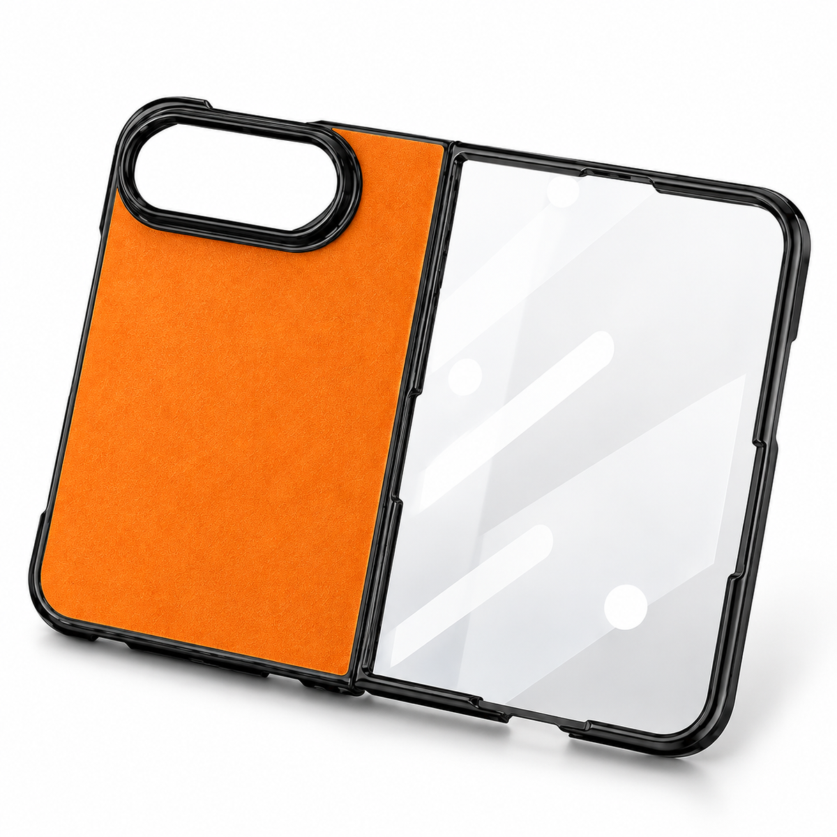 Premium iPhone Case Artificial Leather Semi Transparent Retro Foldable Cover Sweat Resistant Shockproof Slim Non Slip Durable Practical Protective Phone Case