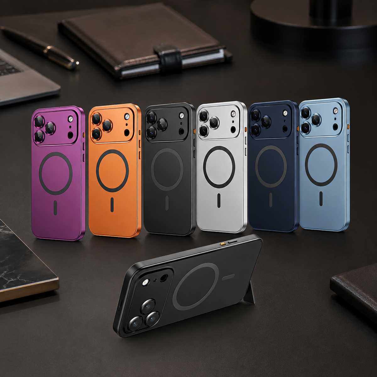 Premium iPhone Case Buckle Type Metal Aluminum Frame MagSafe Magnetic Hard PC Back Panel Shockproof Slim Anti Scratch Durable Protective Phone Cover Case