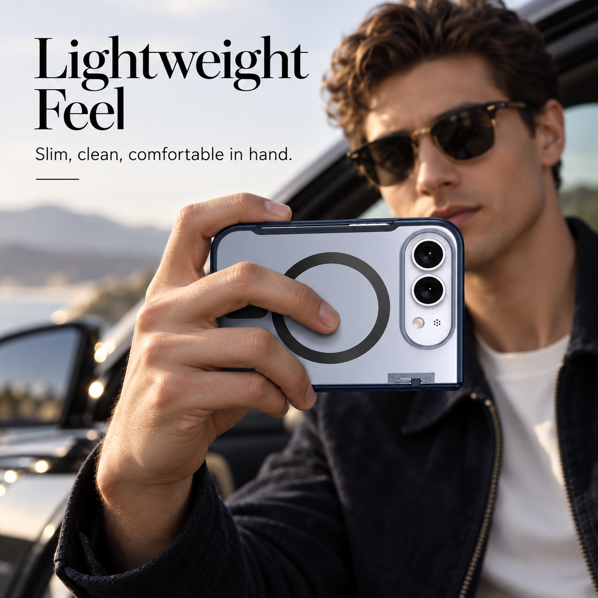Premium iPhone Case Business Matte MagSafe Ultra Thin Folding Hinge Protection Shockproof Non Slip Slim Durable Integrated Protective Phone Cover Shell Case
